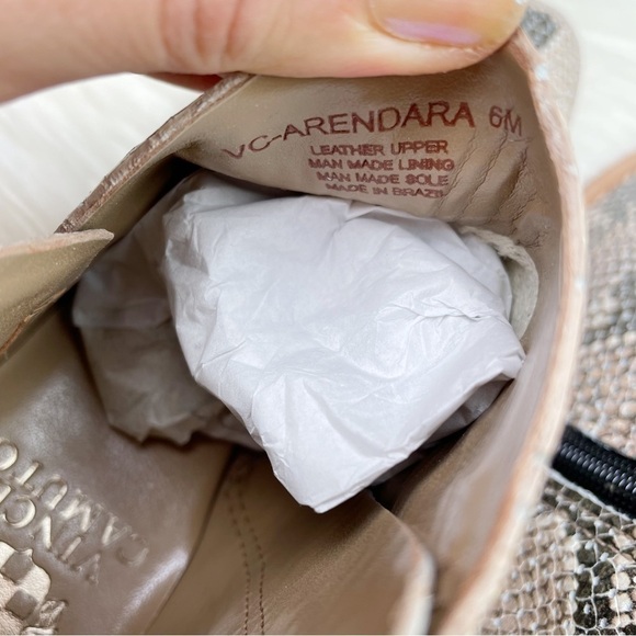 New Vince Camuto Arendara Snake Print Leather Booties in Warm Roccia - Picture 9 of 14